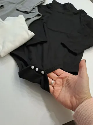 3 Lupetti body per bambini (grigio, bianco, nero)