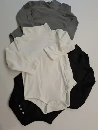 3 Lupetti body per bambini (grigio, bianco, nero)