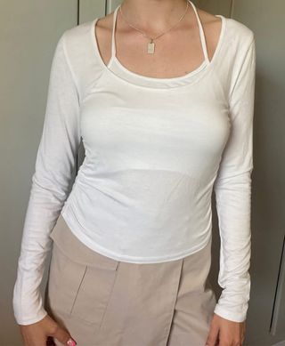 Camiseta blanca manga larga