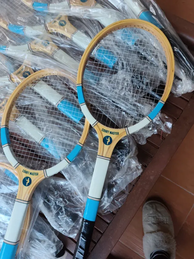 Raqueta tenis madera colección decoración vintage