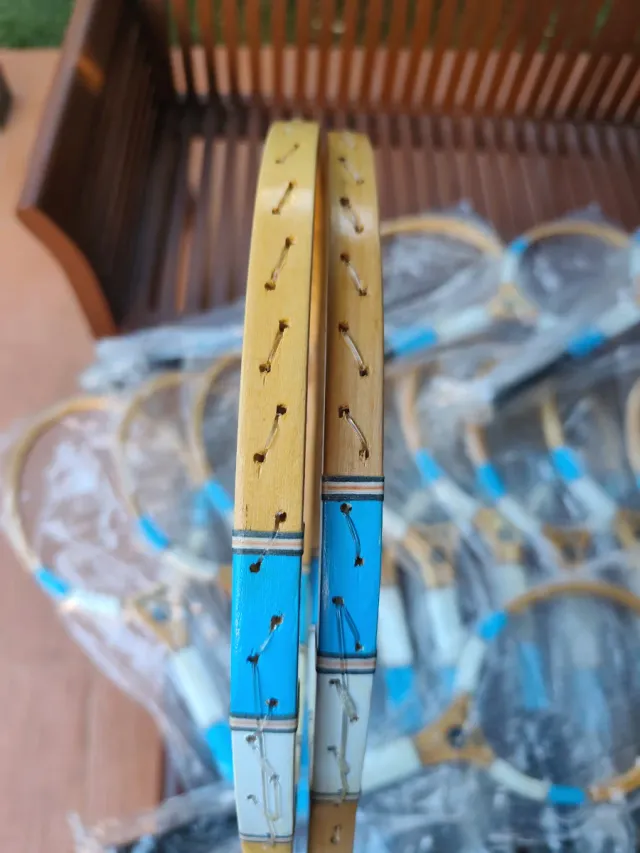 Raqueta tenis madera colección decoración vintage