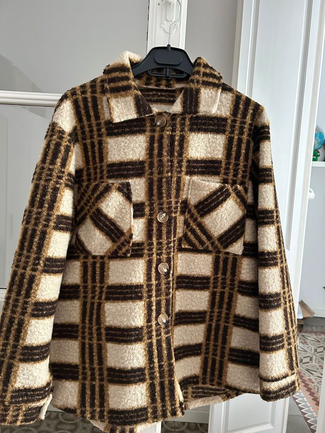 Sobrecamisa Polar Mujer Marrón y Beige