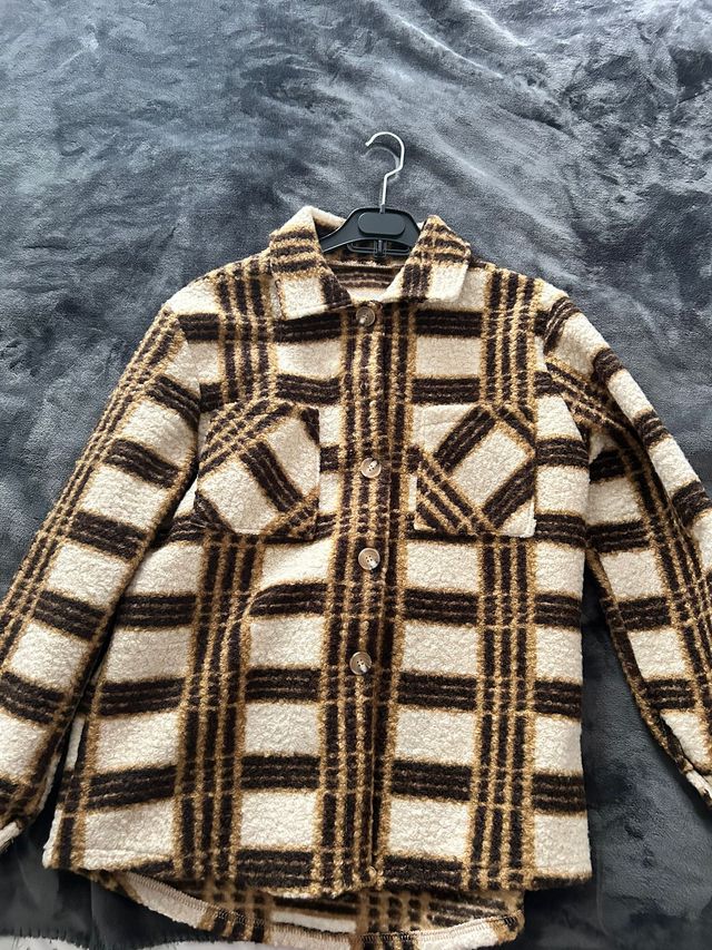 Sobrecamisa Polar Mujer Marrón y Beige