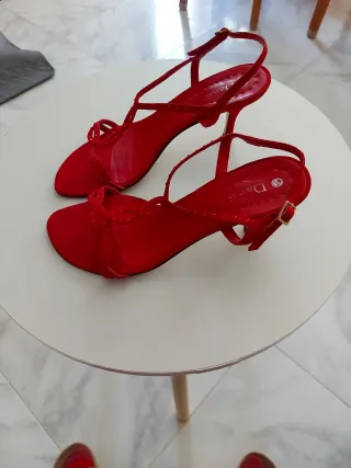Sandalias Rojas Dansi con Brillantes
