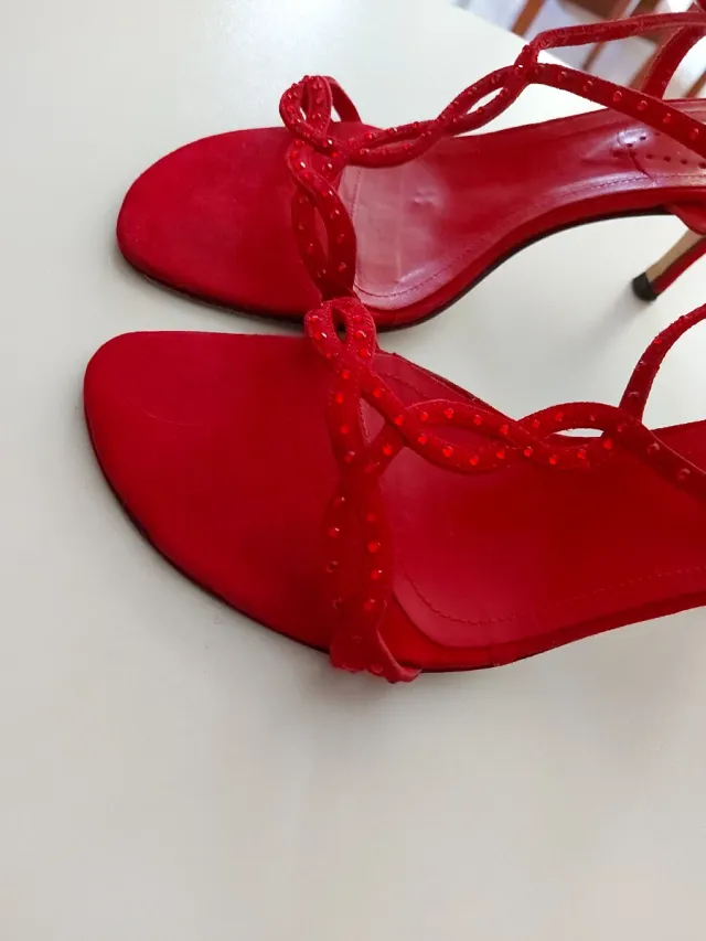Sandalias Rojas Dansi con Brillantes