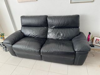 Sofá de cuero negro 2 plazas