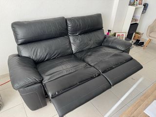 Sofá de cuero negro 2 plazas