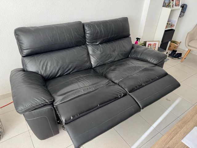 Sofá de cuero negro 2 plazas
