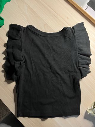 Top Zara manga abullonada negro XS