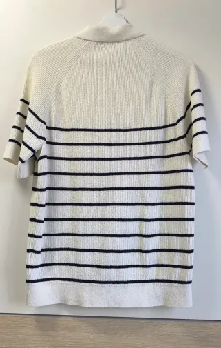Polo Massimo Dutti Rayas Blanco y Negro