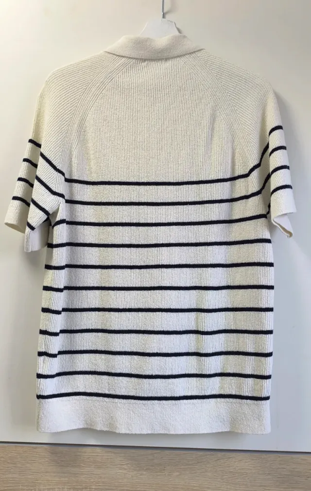 Polo Massimo Dutti Rayas Blanco y Negro