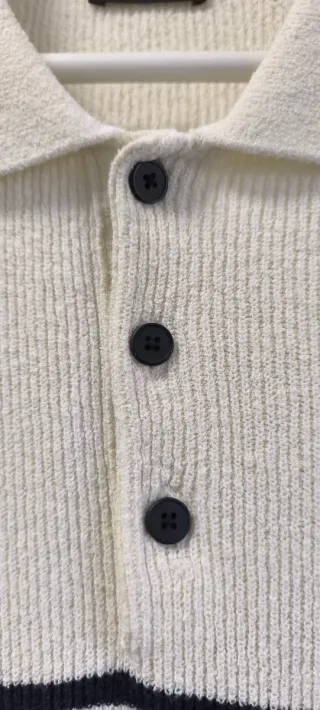 Polo Massimo Dutti Rayas Blanco y Negro