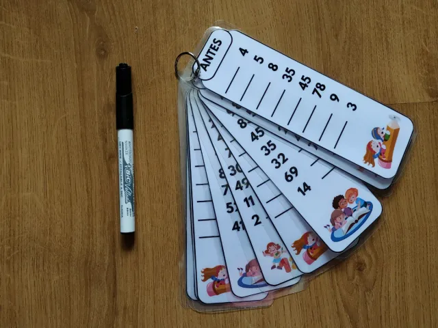 Juego matemáticas números antes, entre y después