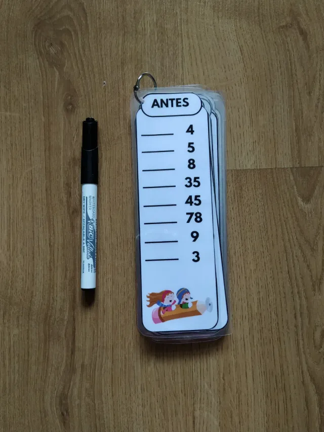 Juego matemáticas números antes, entre y después