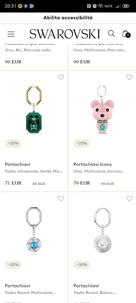 Portachiavi Swarovski con cristalli