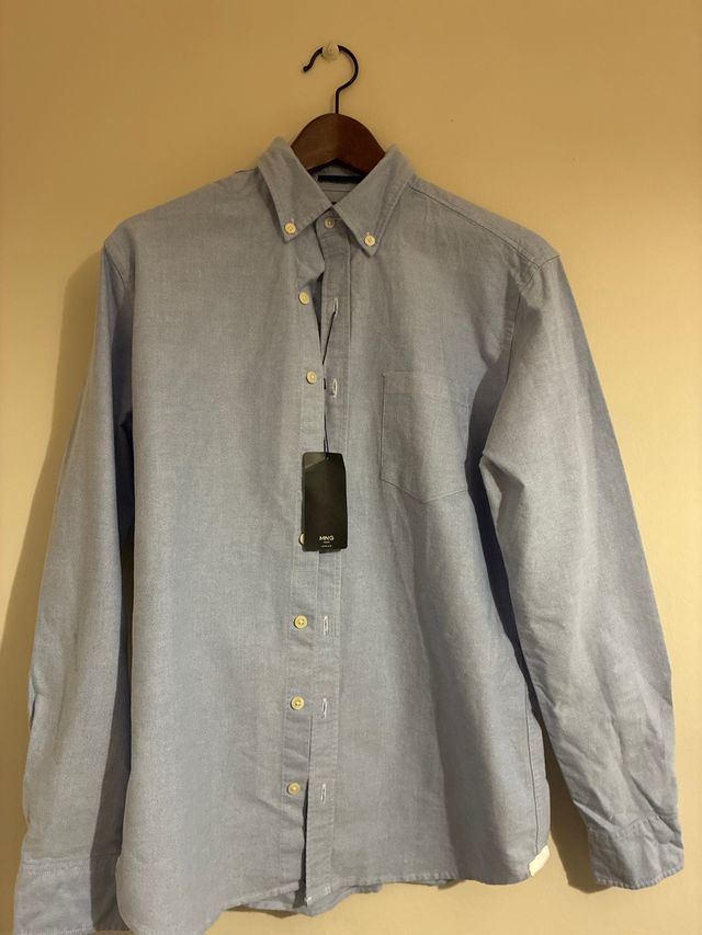 Camisa Oxford Mango Azul