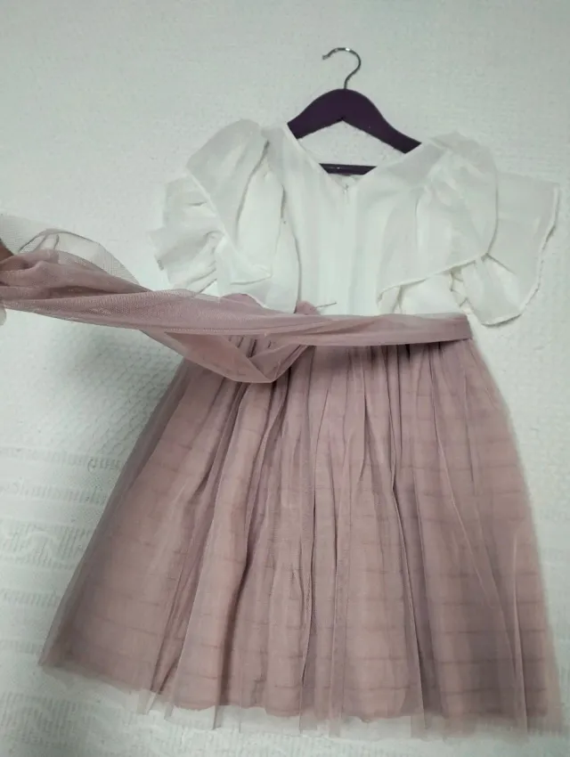 Vestido niña rosa y blanco 10 años