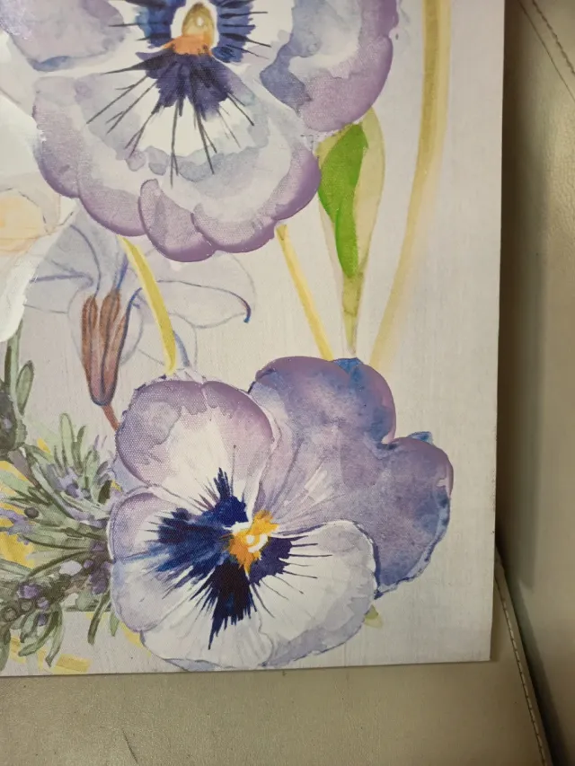 Cuadro flores y mariposas tela