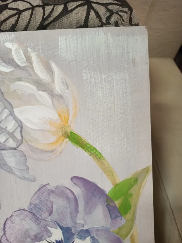 Cuadro flores y mariposas tela