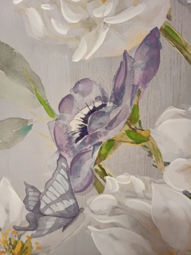 Cuadro flores y mariposas tela