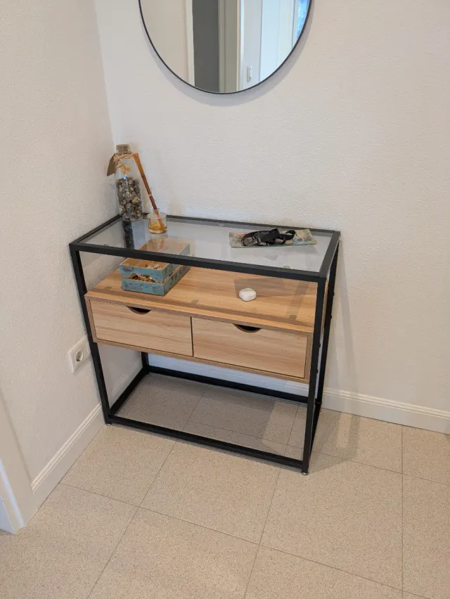 Mueble de entrada cristal y madera