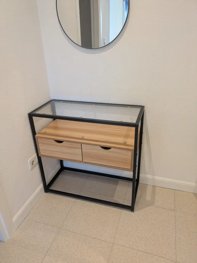 Mueble de entrada cristal y madera