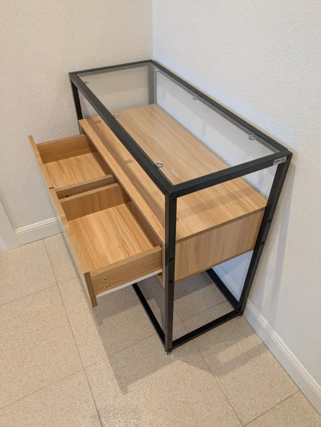 Mueble de entrada cristal y madera
