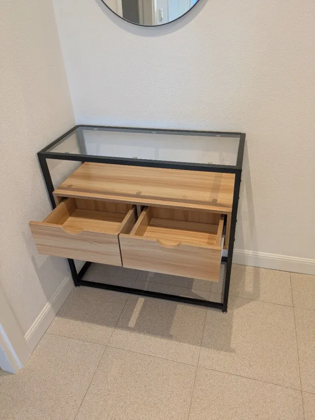 Mueble de entrada cristal y madera