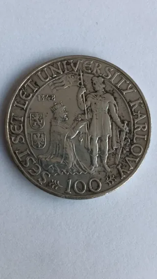 Moeda 100 Coroas Checoslováquia 1948 Prata