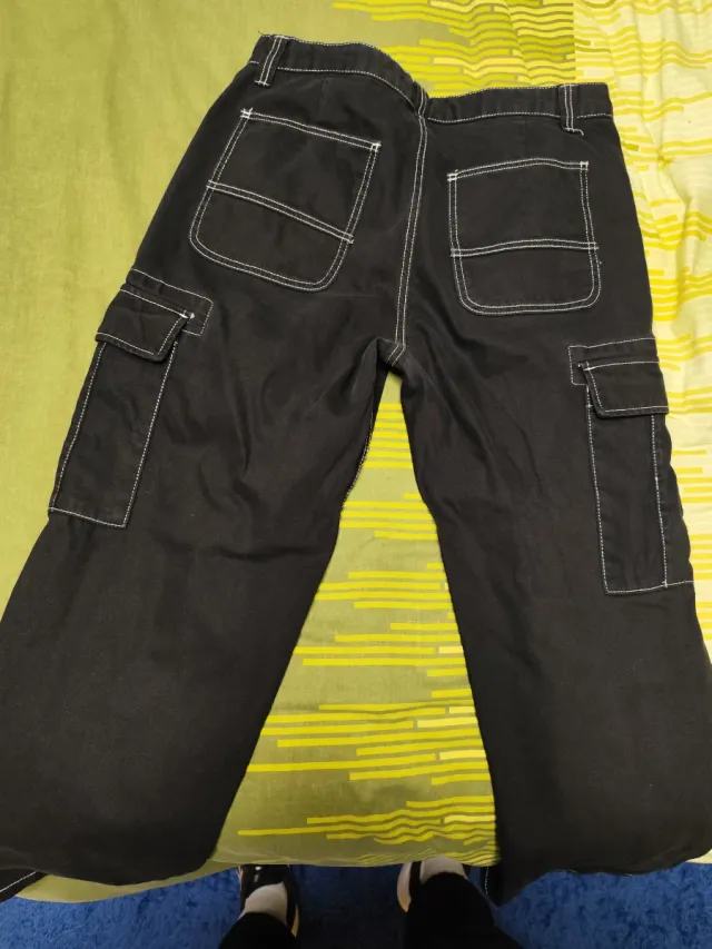 Vaqueros Baggy Negros con Bolsillos