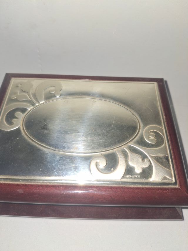 Caja joyero de madera con tapa en baño de plata