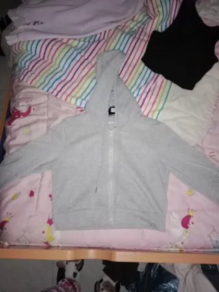 Sudadera corta gris con cremallera