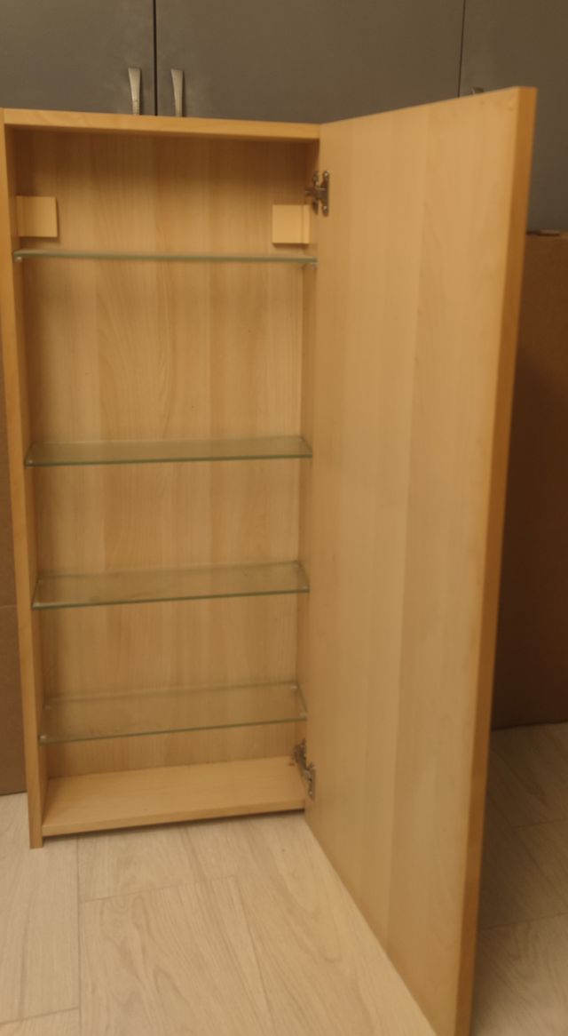 Armario baño 4 baldas cristal madera