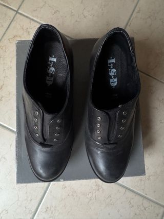 Italian calf leather chunky heel platform boots