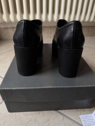 Italian calf leather chunky heel platform boots