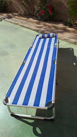 Hamaca Tumbona Playa Rayas Azul y Blanco
