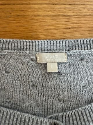 Cardigan OVS Grigio Pois Neri Cotone