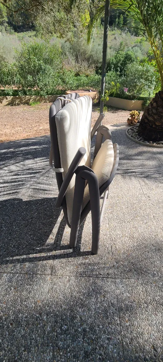 Silla de jardín plegable beige y gris