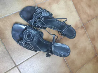 Sandalias Lodi Piel Negras T.41 Cuña