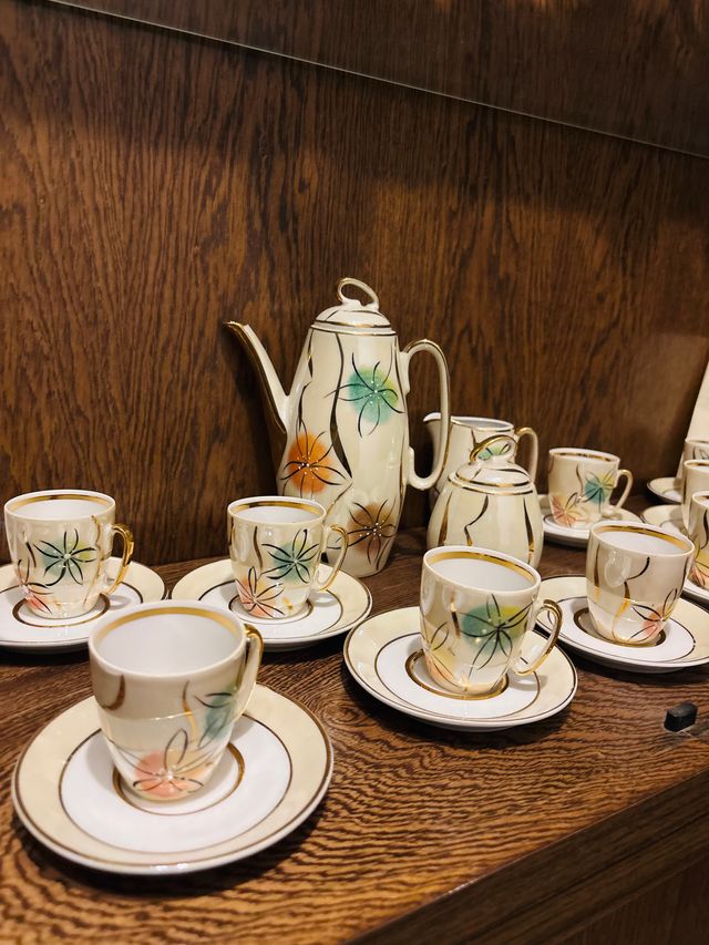 Juego de Té/Café Cerámica Flores Multicolor