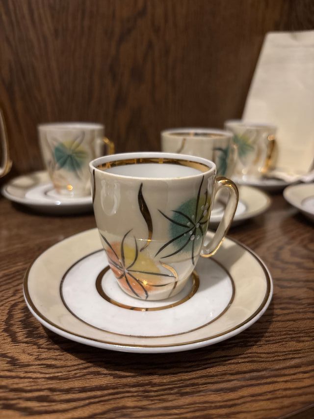 Juego de Té/Café Cerámica Flores Multicolor