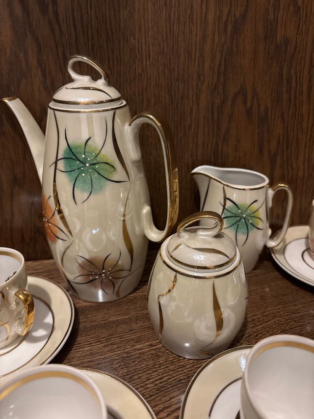 Juego de Té/Café Cerámica Flores Multicolor