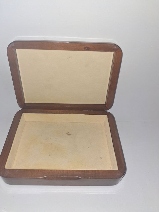 Caja joyero de madera con tapa en baño de plata re