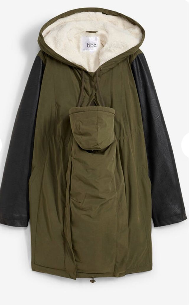 Abrigo premamá embarazada porteo verde y negro