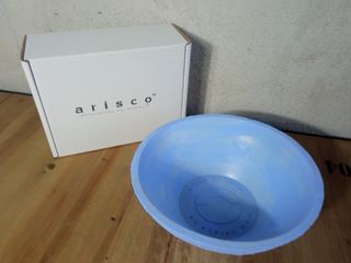 Elemento decorativo in cemento ovale blu 22cm rustico