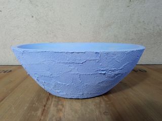 Elemento decorativo in cemento ovale blu 22cm rustico