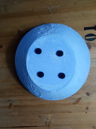 Elemento decorativo in cemento ovale blu 22cm rustico