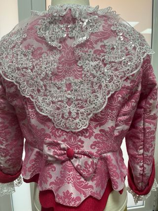 Traje de Fallera Niña Rosa y Blanco