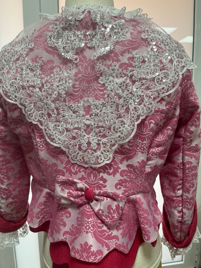 Traje de Fallera Niña Rosa y Blanco