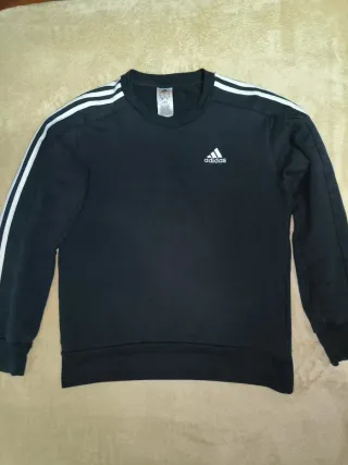 Sudadera Adidas Negra con Rayas Blancas